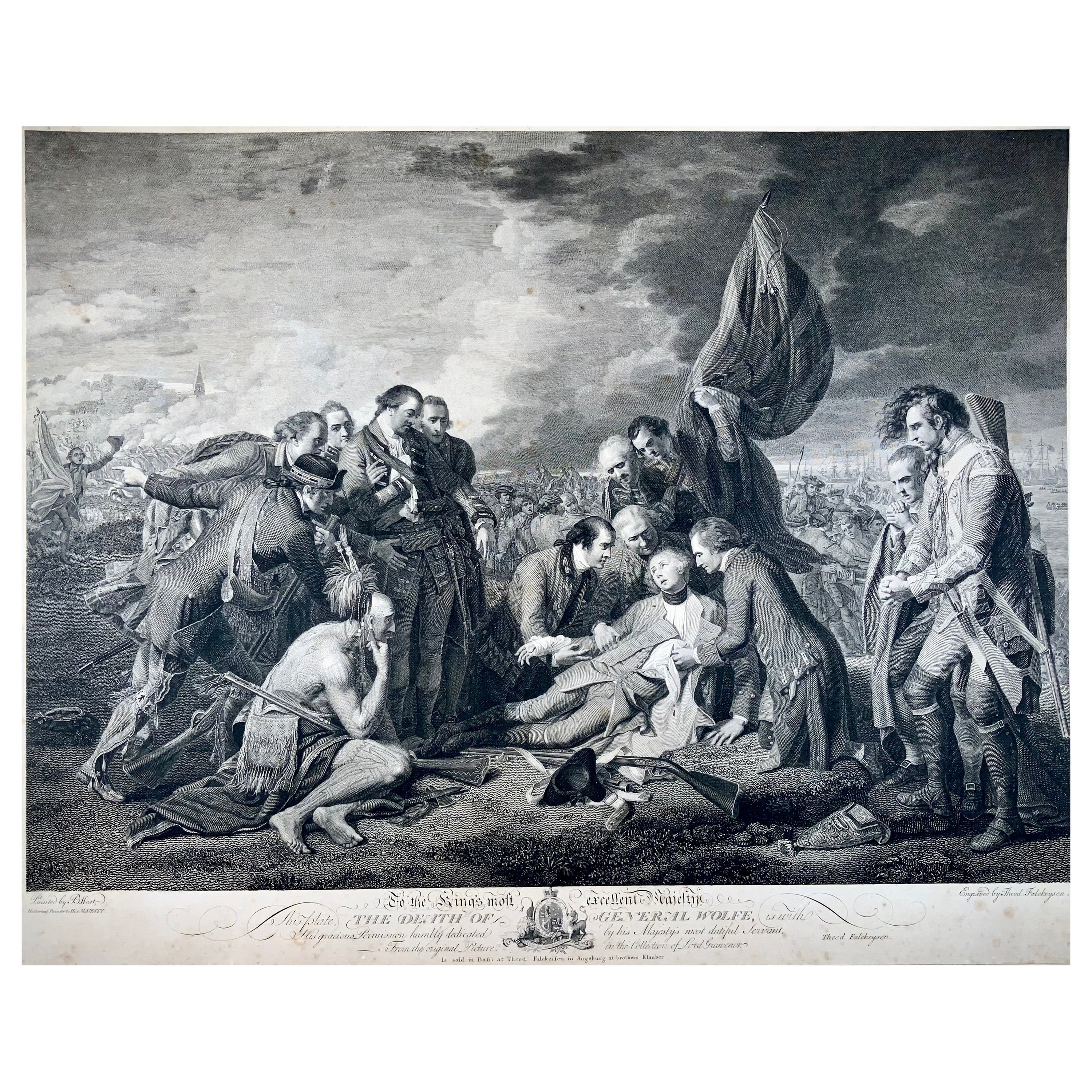 "The Death of General Wolfe", Etching after Benjamin West, laid on vellum For Sale