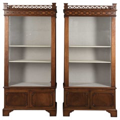 Pair of Large Chinoiserie Style Collectors Display Cabinets