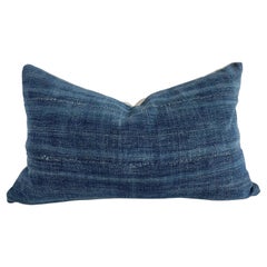 Vintage Faded Blue Indigo Cloth and Linen Pillow