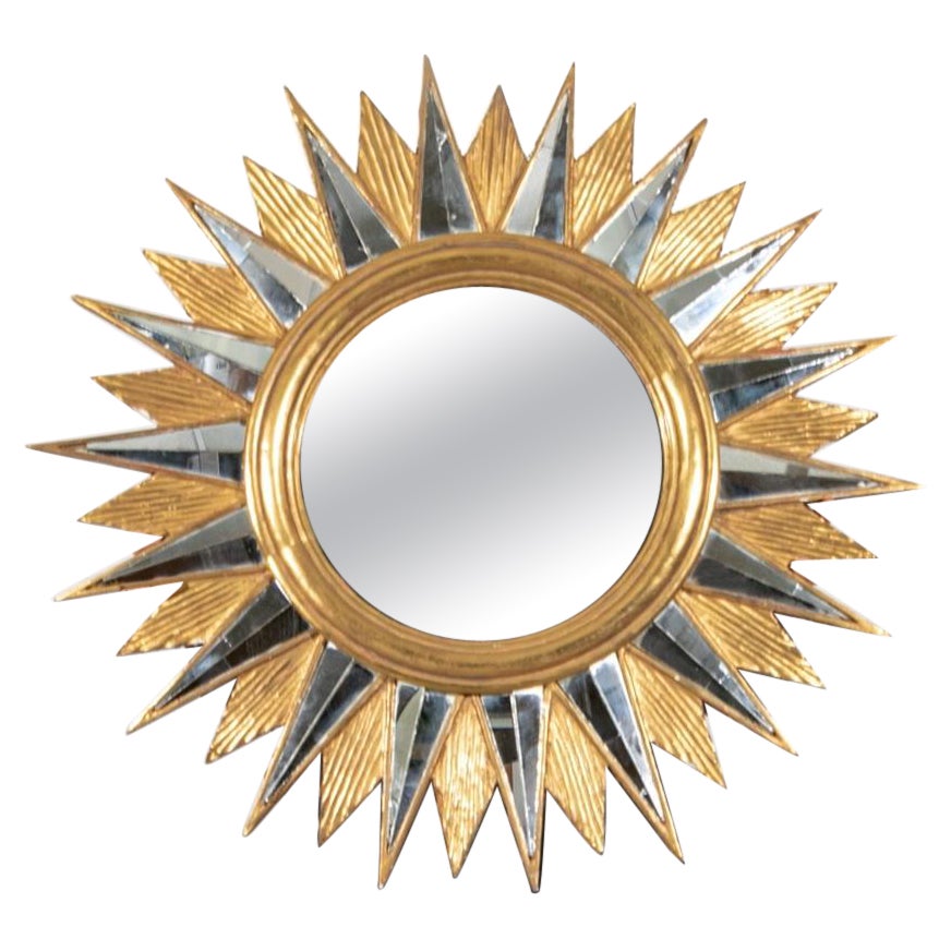 Grand et spectaculaire miroir ancien Sunburst