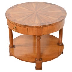 Baker Furniture French Empire Cherry and Burl Wood Tea Table with Starburst Top