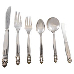 Acorn by Georg Jensen Sterling Silver Dinner Flatware Set of 12 Service 72 Piece
