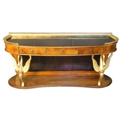 Art Deco Console Table circa 1930 Italy, Console Table with Carved Birds