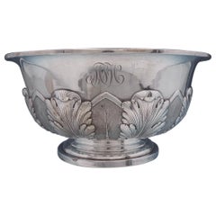Tuttle Sterling Silver Fruit Bowl #2662 Hand Chased Plumes and Leaves