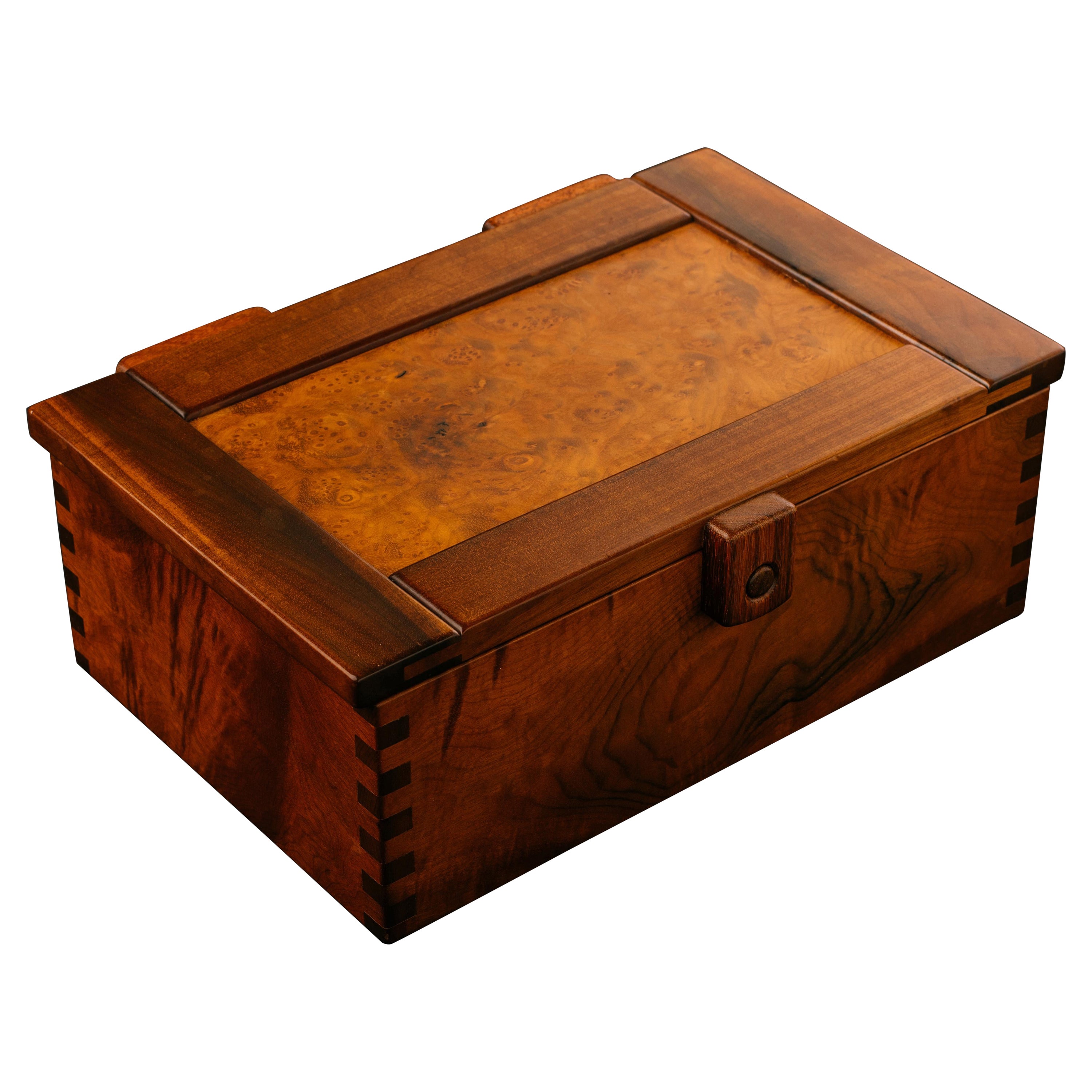 Walnut, Burr Walnut and Maple Dovetailed Jewelry Box For Sale at 1stDibs