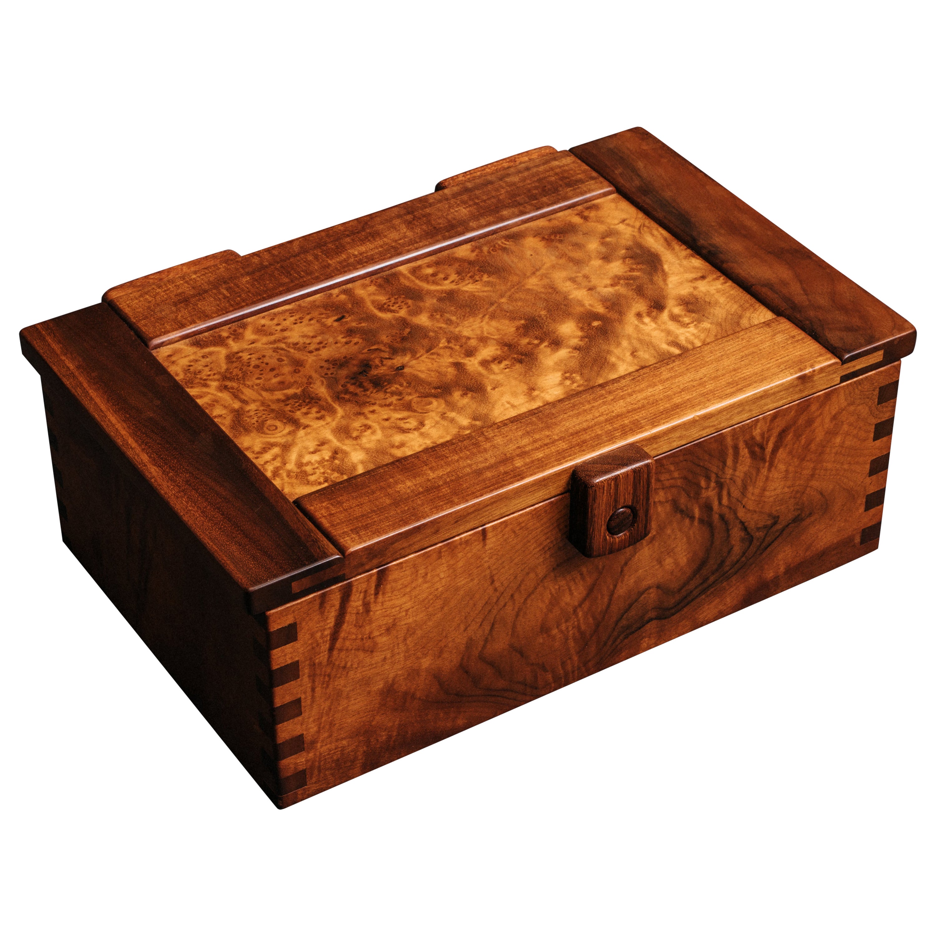 American Studio Dovetailed Box in Walnut and Birds Eye Maple For Sale