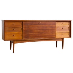 Teak Mid-Century Modern Brass Knob Multi-Toned Credenza