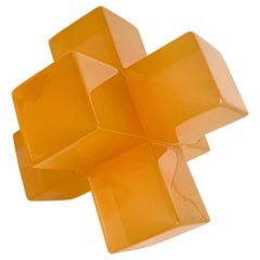 Geometric Sculpture in Polished Orange Resin by Paola Valle