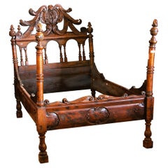 Bed carved and with turnings, 1800s