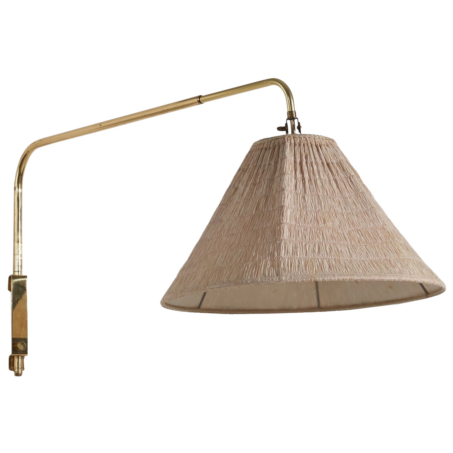 Valinte OY, Wall Light, Brass, Fabric, Finland, 1950s