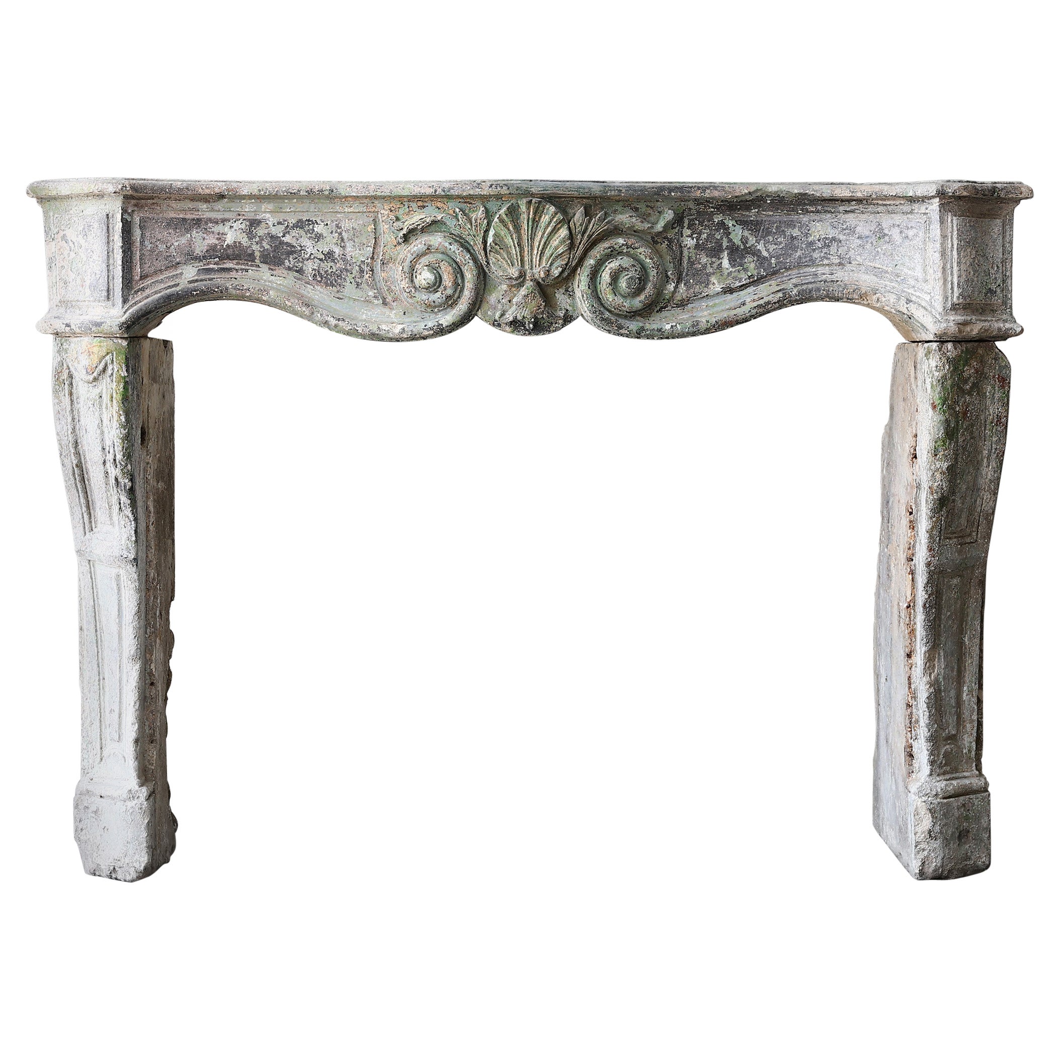 Louis XV Fireplace with a Beautiful Patina, 19th Century of French Limestone For Sale