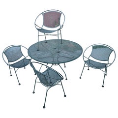 Salterini 5pc Iron "Radar" Set by Maurizio Tempestini 4 Chairs & Round Table