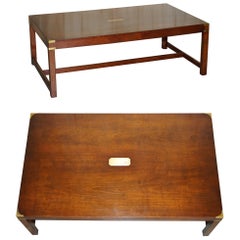 Vintage Extra Large Harrods Kennedy Military Campaign Coffee Table Mahogany