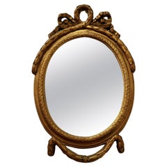 Antique Small Rococo Oval Gilt Wall Mirror 