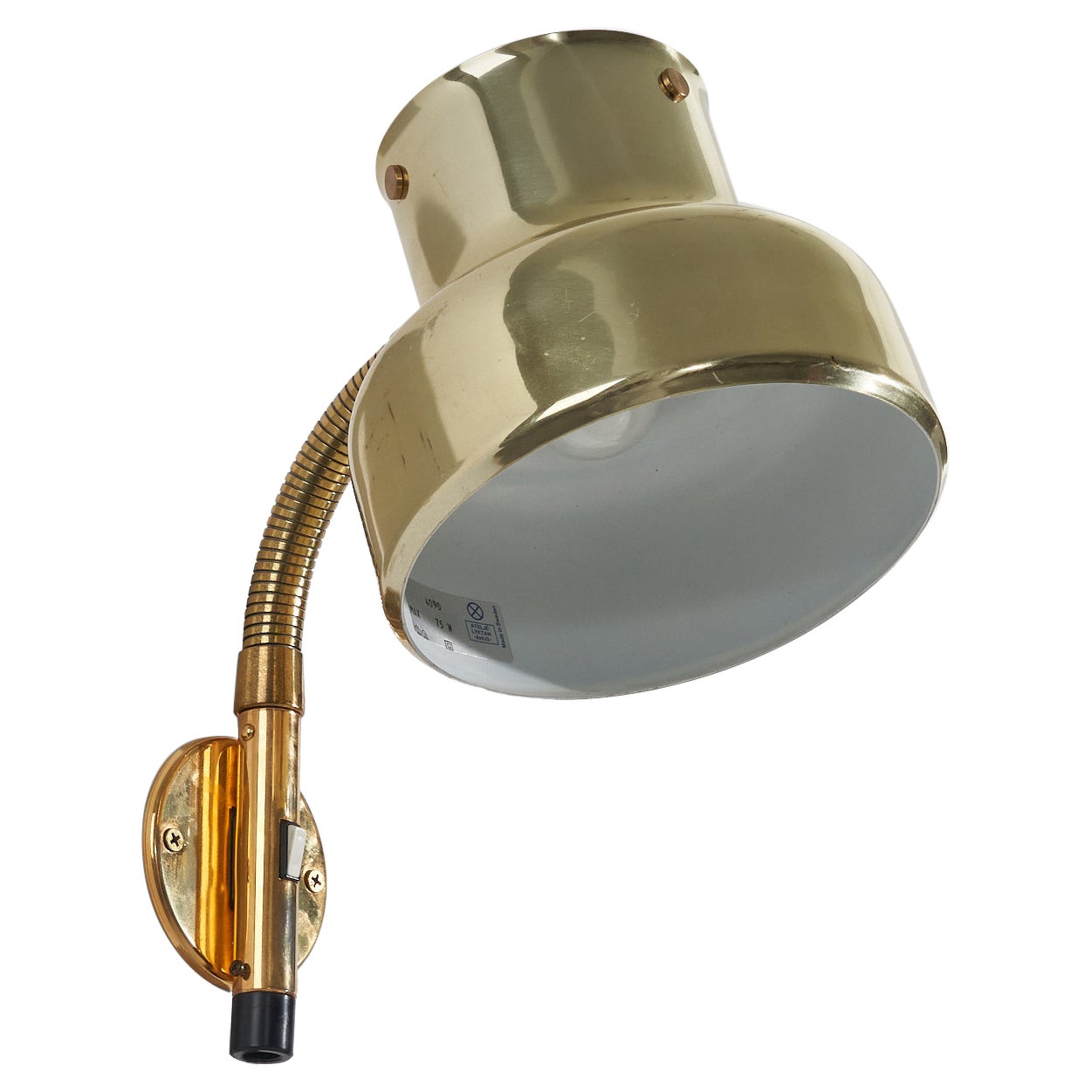 Anders Pehrson, Wall Light, Brass, Sweden, 1960s