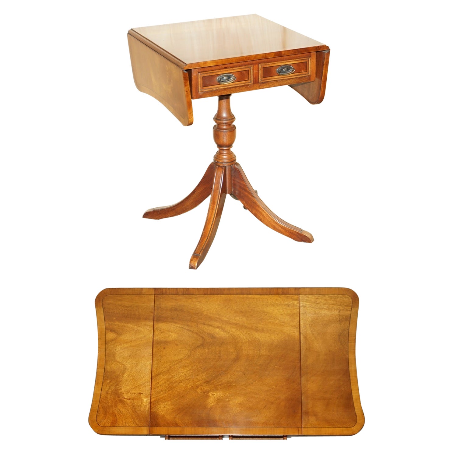 LOVELY BEVAN FUNNELL EXTENDiNG HARDWOOD SIDE END LAMP WINE CARD TABLE WOOD TOP For Sale