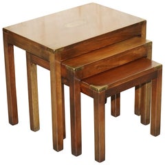 Harrods London R.E.H Kennedy Hardwood Military Campaign Nest of Side End Tables