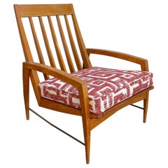 Danish High-Back Lounge Chair with Brass Accents