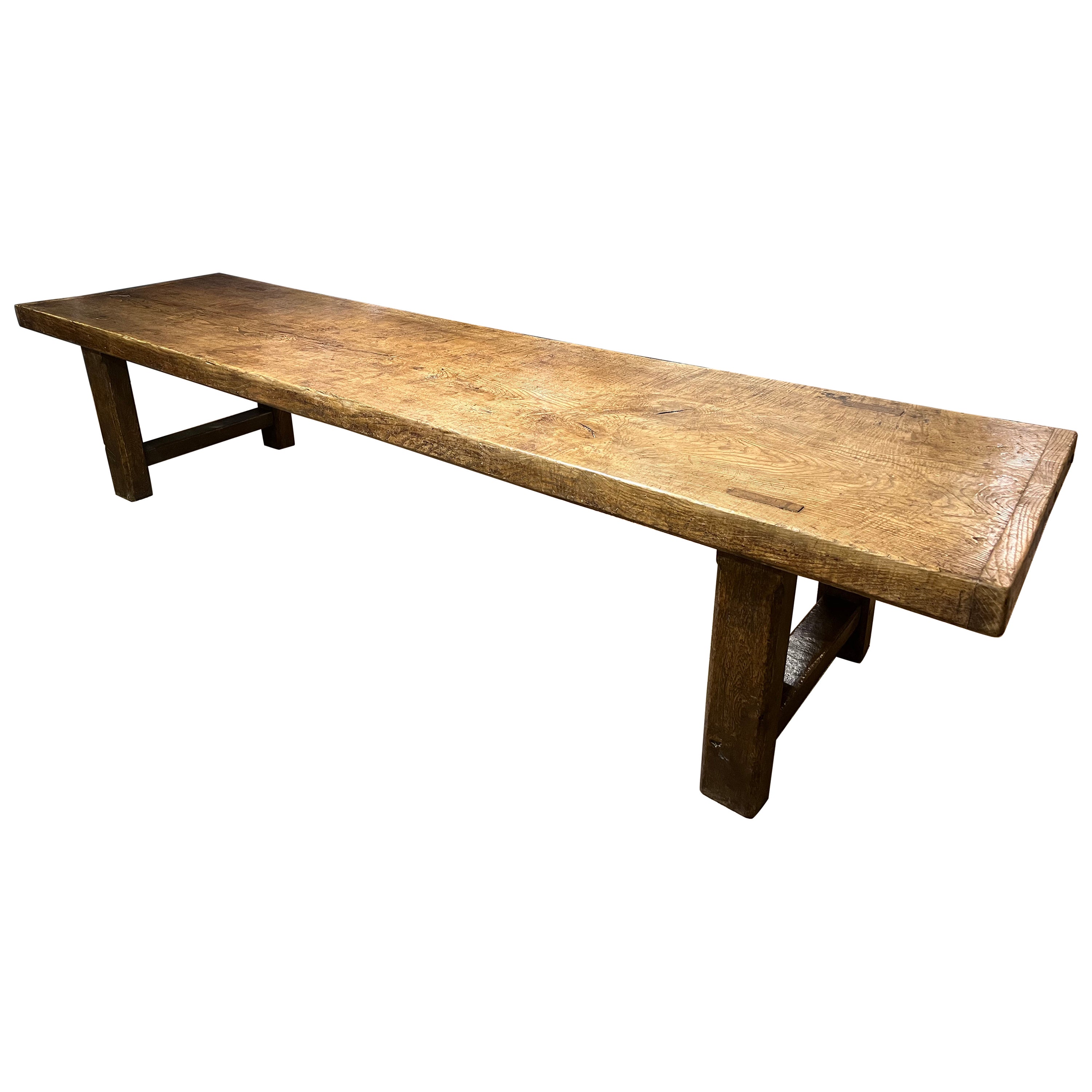 Large Ash Normandy Farmhouse Dining Table With One Single Plank Top