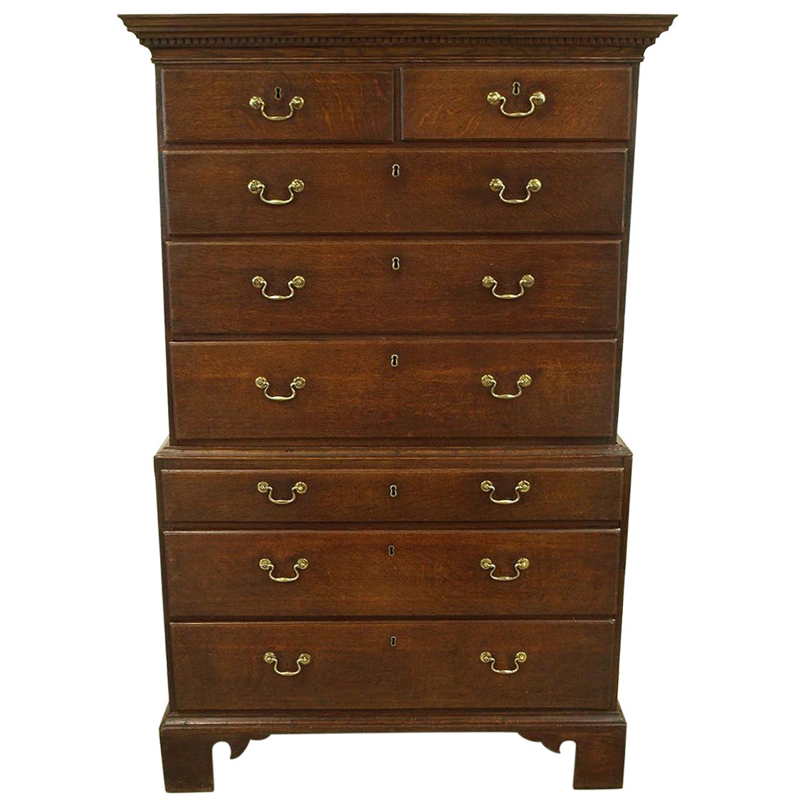 English Chippendale Oak Chest on Chest