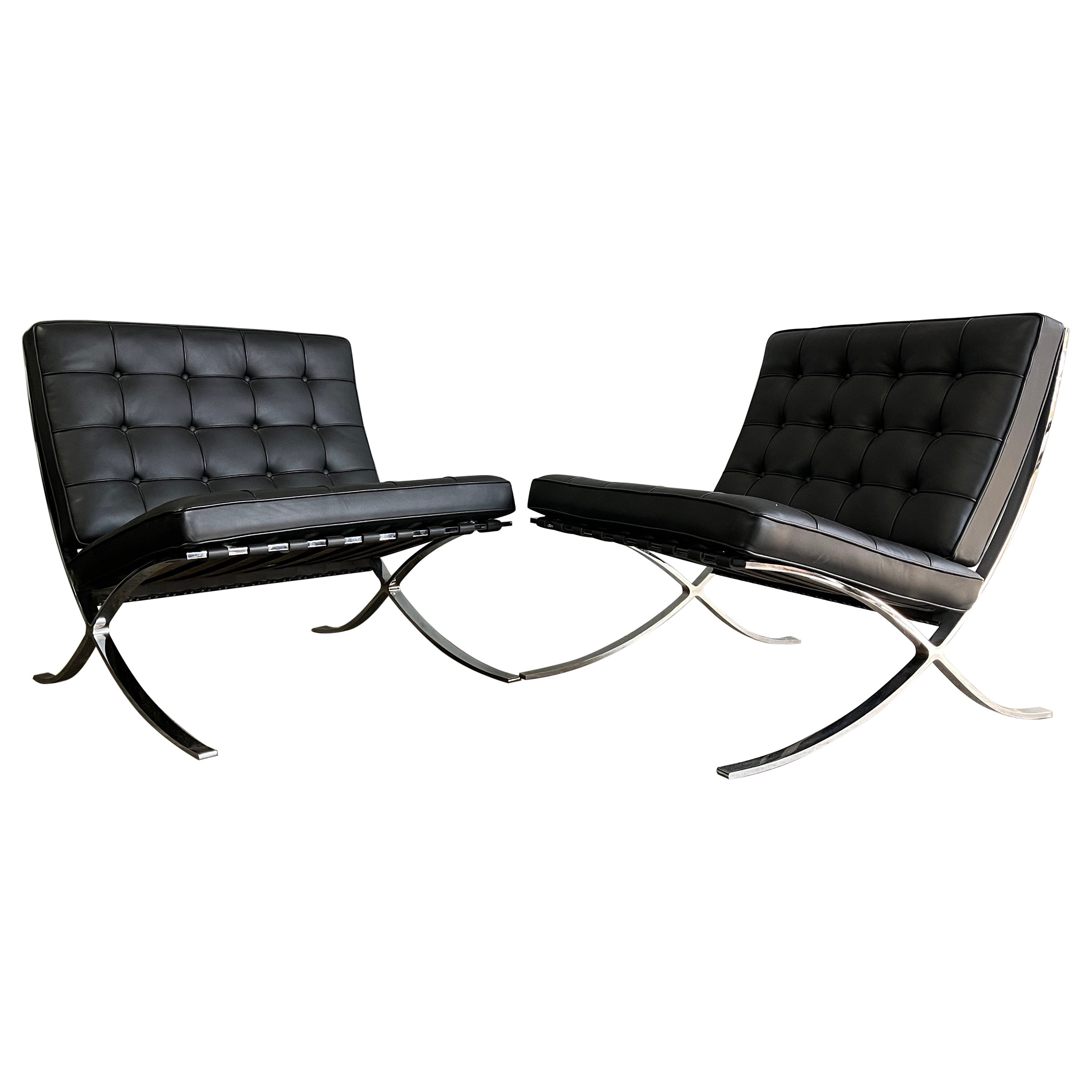 Mid-Century Pair of Barcelona Chairs by Knoll