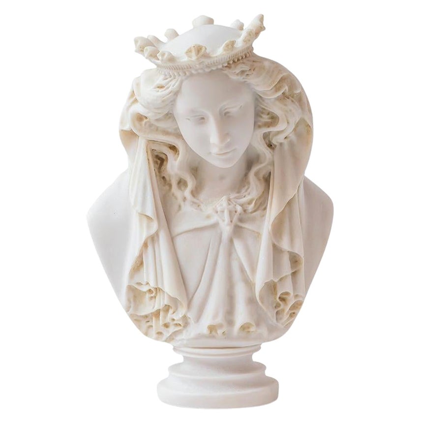 Buste de la Vierge Marie fabriqué avec de la poudre de marbre comprimée « Virgin Mary House » n° 2 en vente