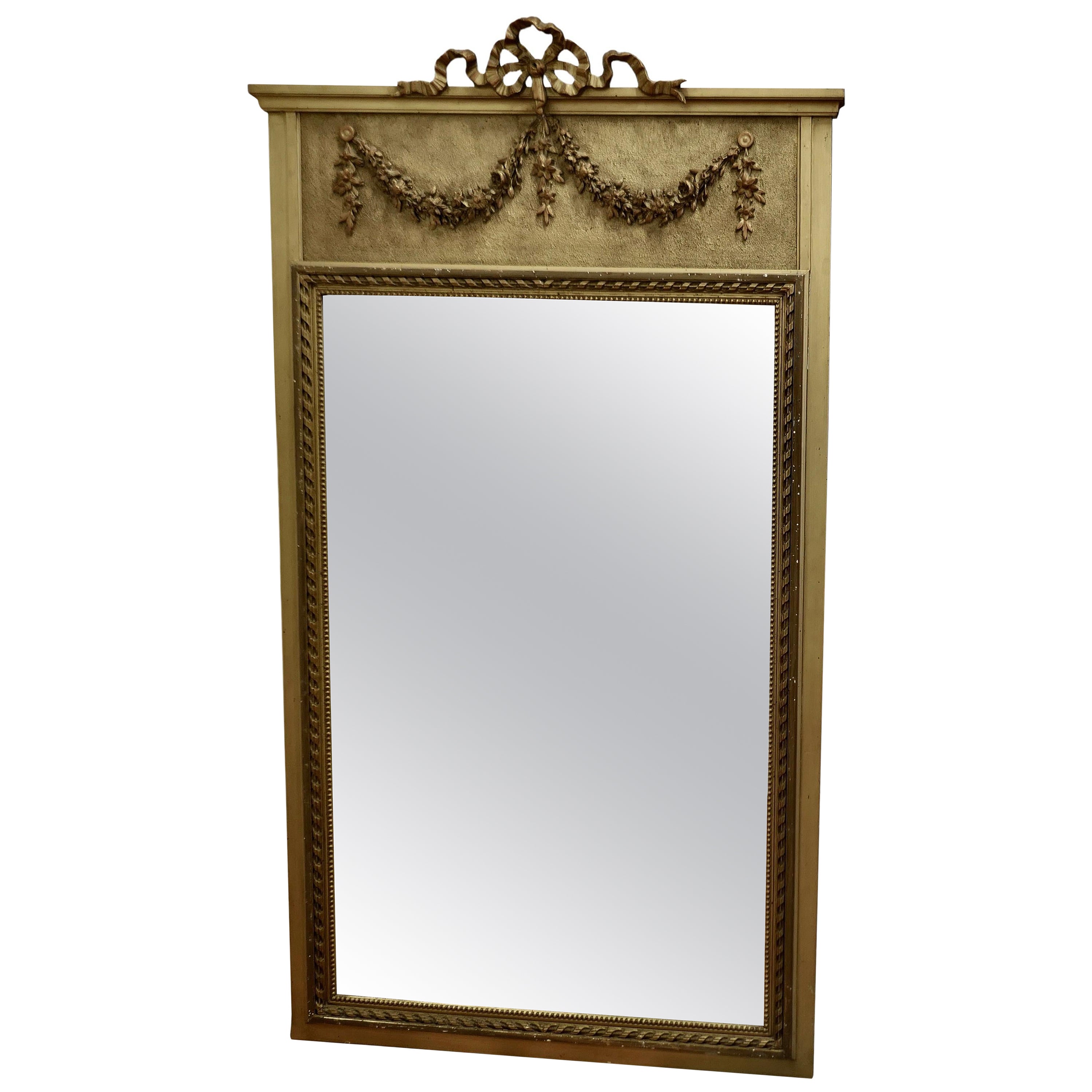 French Trumeau Style Pier Console Mirror   For Sale