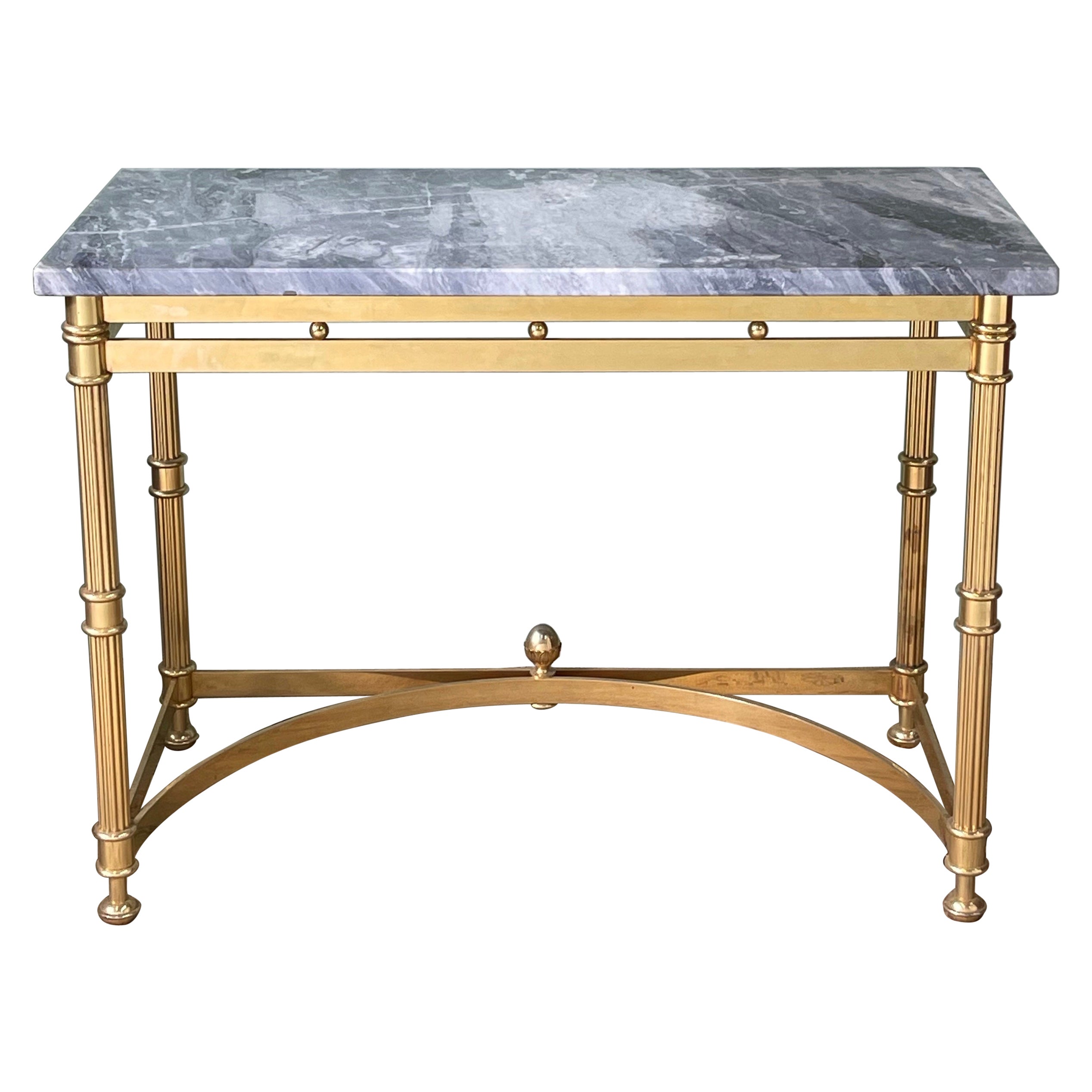 Table console italienne en laiton et marbre