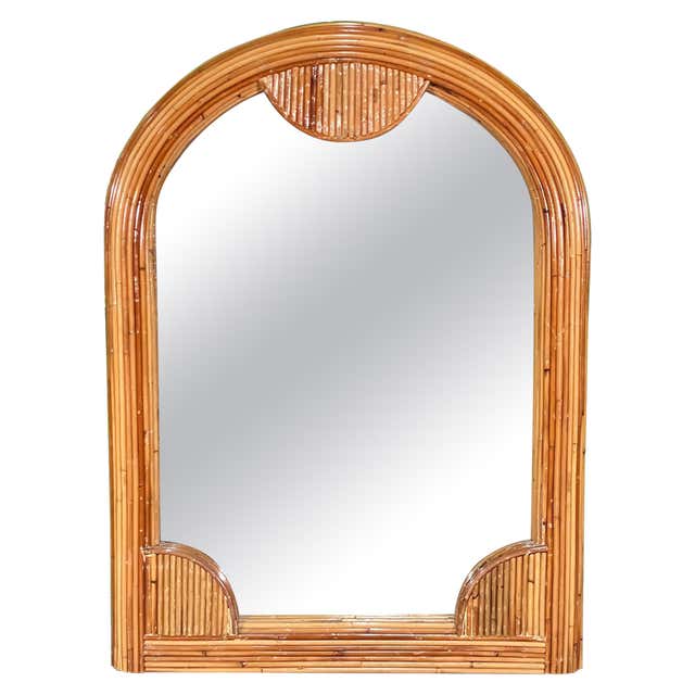 Split Reed Rattan Wall Mirror at 1stDibs