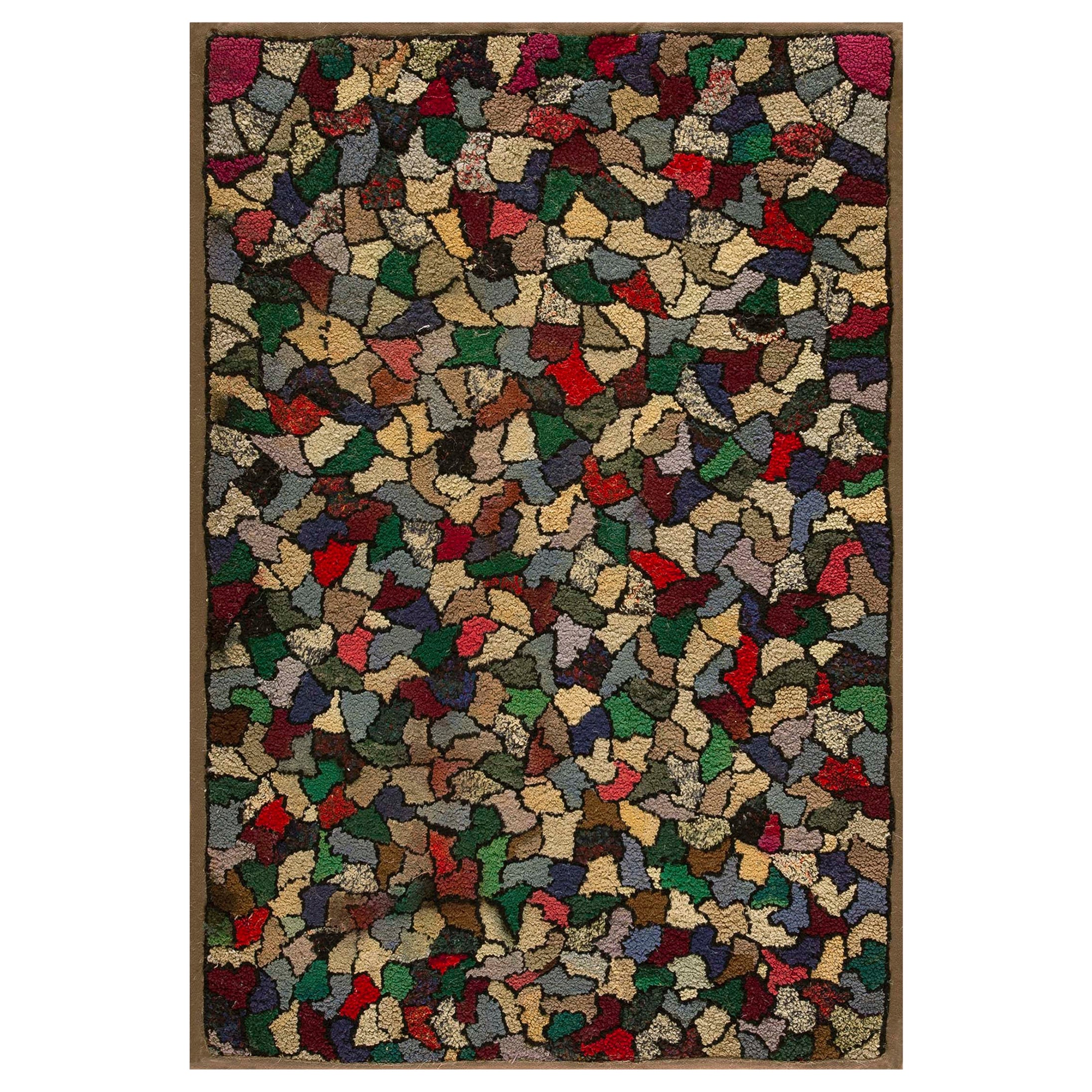 1930s American Hooked Rug ( 2'6" x 3'6" ) For Sale