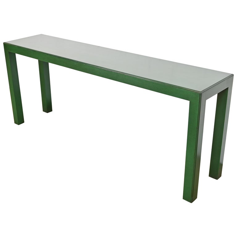 John Widdicomb Modern Green Lacquered Parsons Console Table
