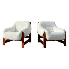 Mid Century Brazilian Pair of Lounge Chairs in the Style of Percival Lafer