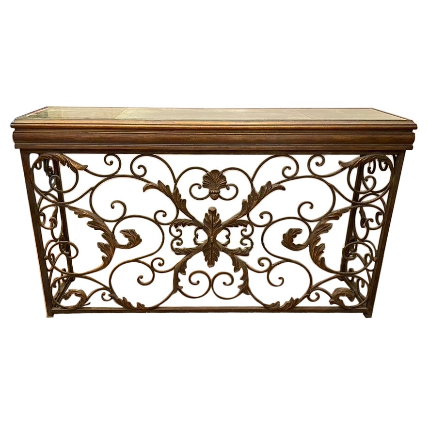 French Iron Base Credenza with Mirror Top