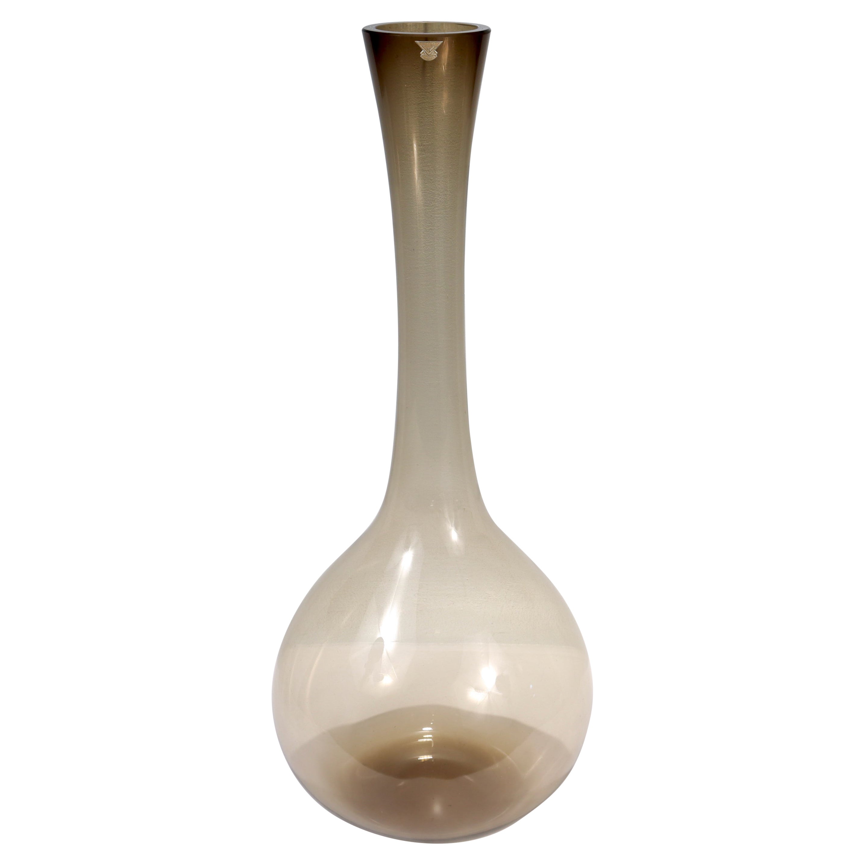 Jarrón sueco de art glass moderno de mediados de siglo Gullaskruf, muy grande y con etiqueta