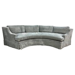 Bespoke Contemporary Half Moon Large Sofa w/ Greek Key Sculpted Chenille Fabric