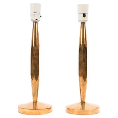 Pair of Danish Mid-Century Solid Brass Table Lamps