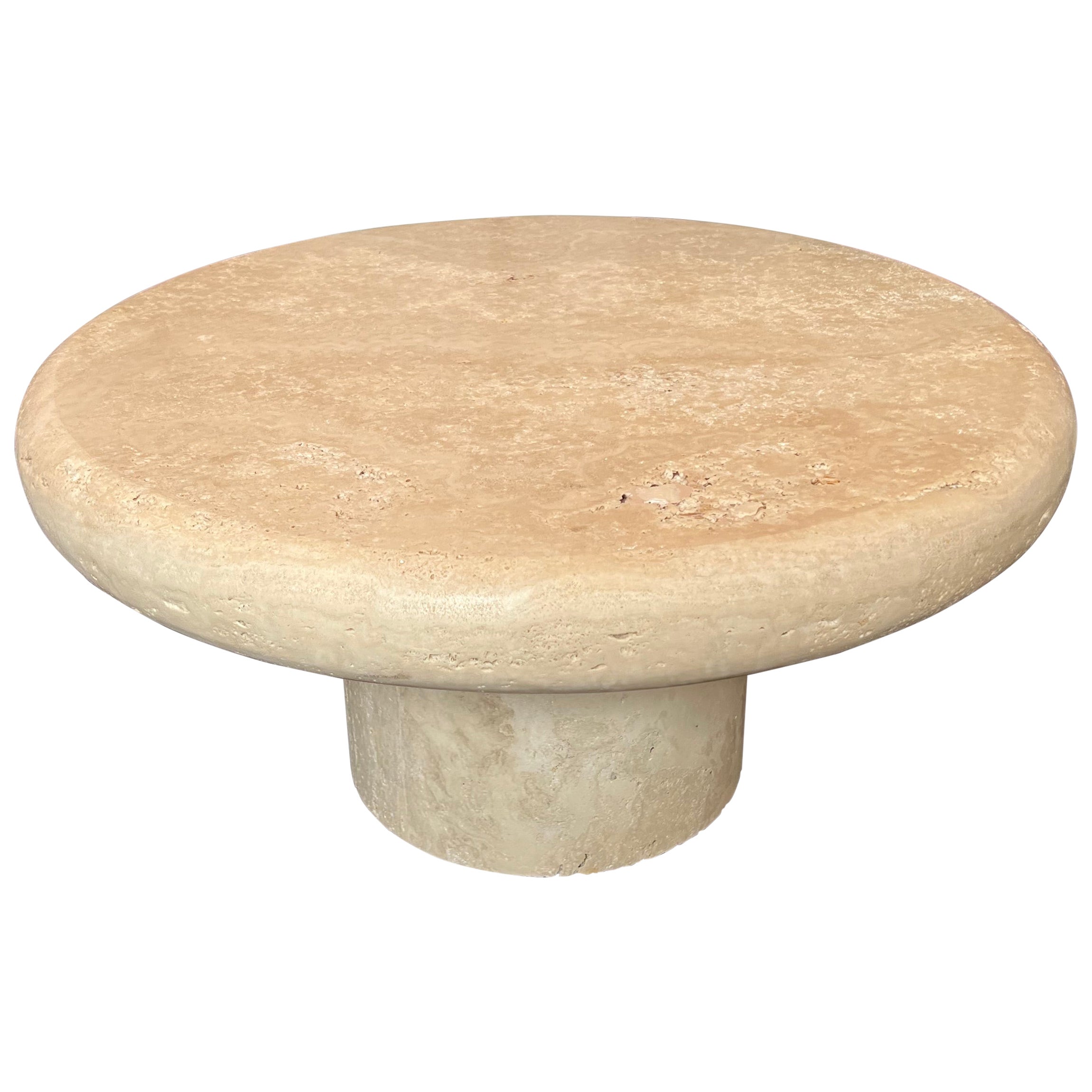 Custom Travertine Round Coffee Table by Le Lampade
