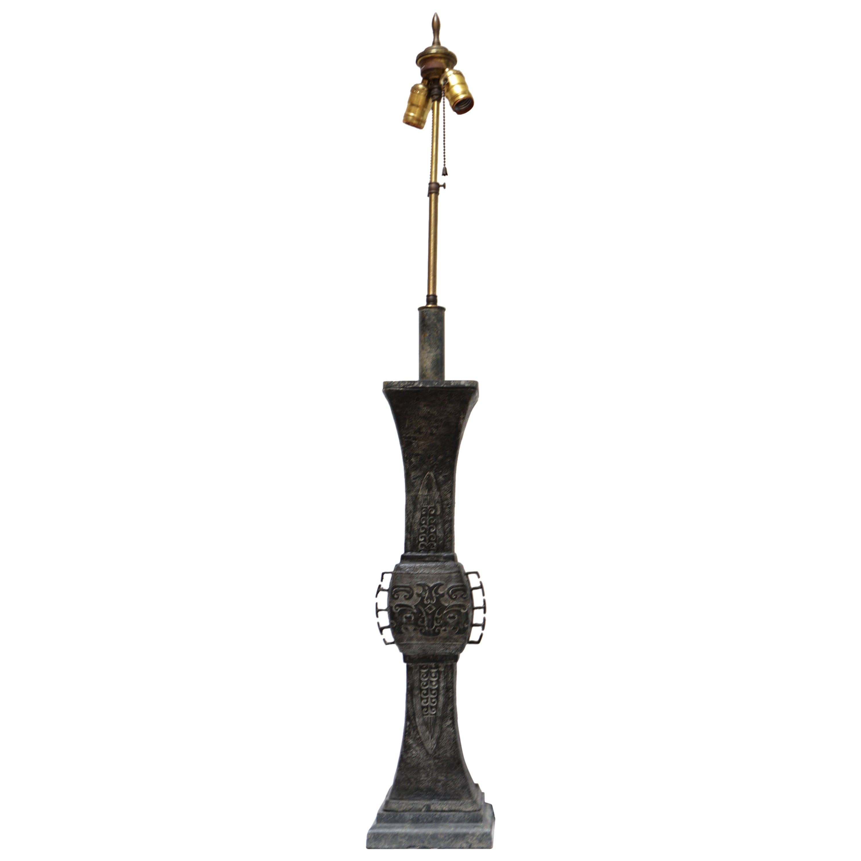 Bronze 19th Century Archaic Meiji Period Japanese Table Lamp