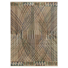 Tapis & Kilims - Tapis de style déco suédois en beige-marron avec géométrie multicolore