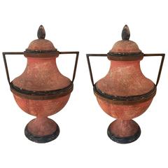 Pair of French Directoire Covered Urns