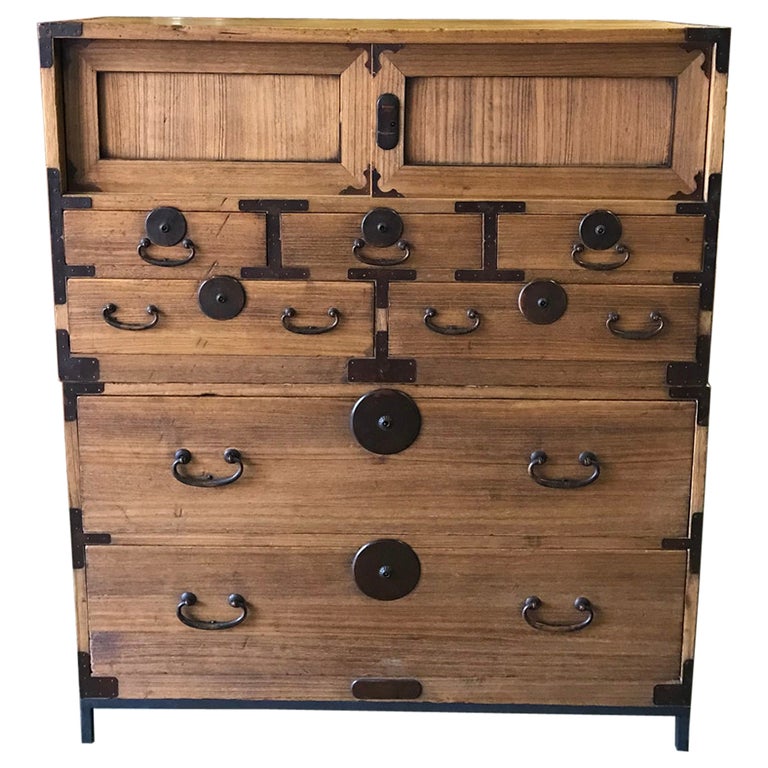 Antique Stacked Japanese Tansu on Custom base For Sale at 1stDibs