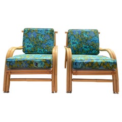 Vintage Rattan Lounge Chairs in the Style of Ficks Reed, a Pair