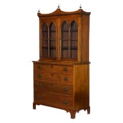 Antique Hepplewhite Two Piece Cherry Breakfront Cabinet, circa 1830