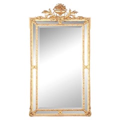 19th Century, French, Gilt Carved Louis XVI Full Length Mirror  