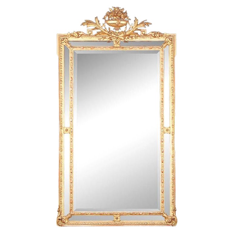 19th Century, French, Gilt Carved Louis XVI Full Length Mirror For Sale