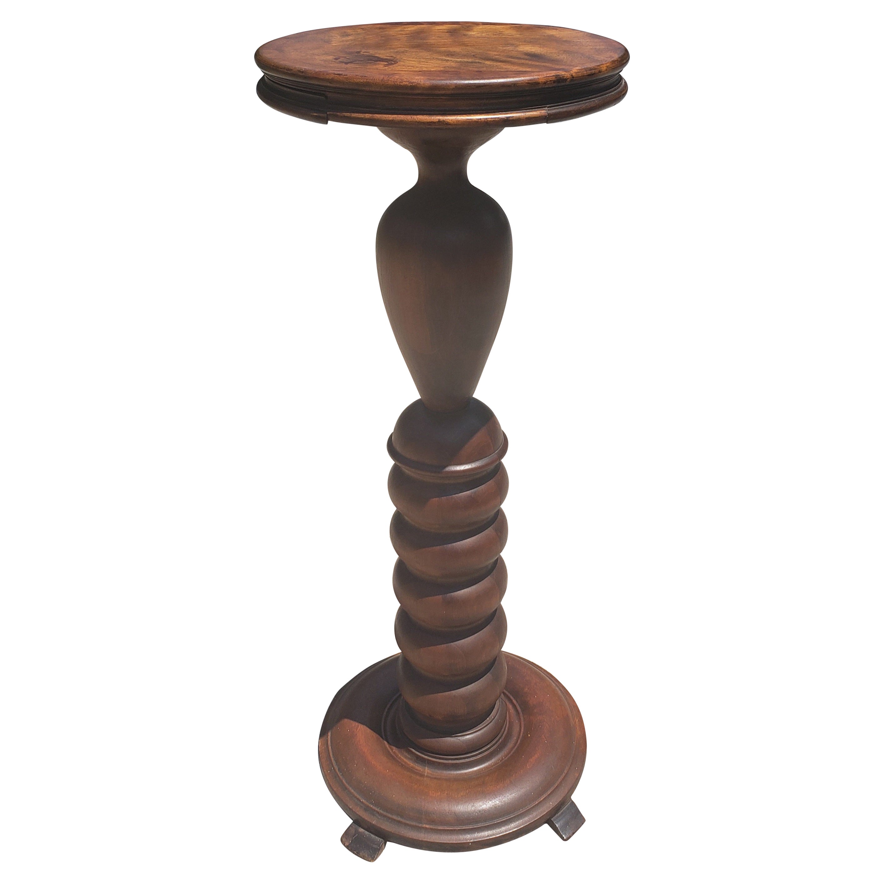 Late 19th Century Patinated Mahogany Pedestal or Plant Stand For Sale