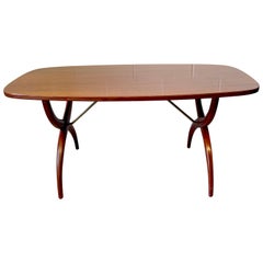 Vintage Modern Mahogany & Brass Coffee Table Designed by Yngve Ekström, for Westbergs