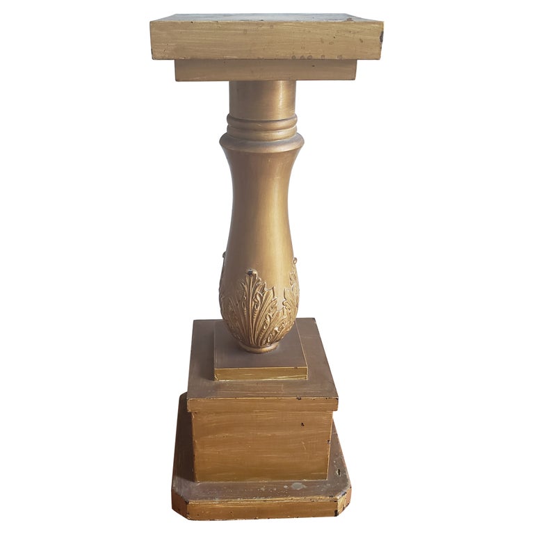 Late Victorian Giltwood Column Pedestal / Plant Stand For Sale at