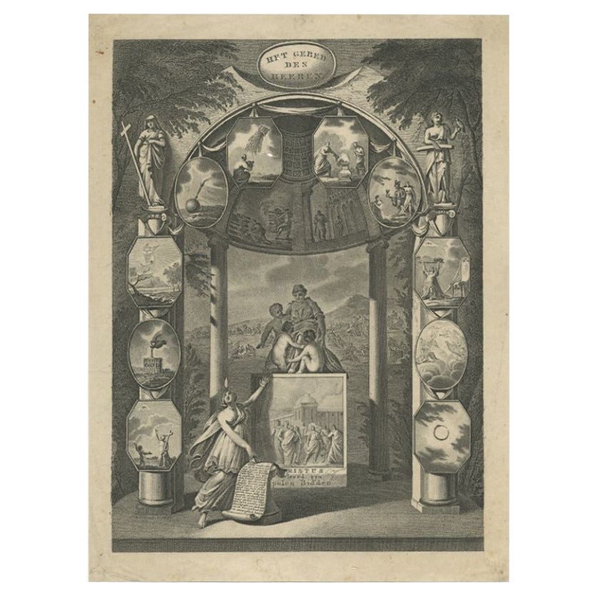 Old Dutch Religion Frontispiece Depicting Christus Teaching How to Pray, c.1880 For Sale