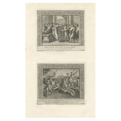 Old Religion Engraving of the Consecration of David and of David and Goliath